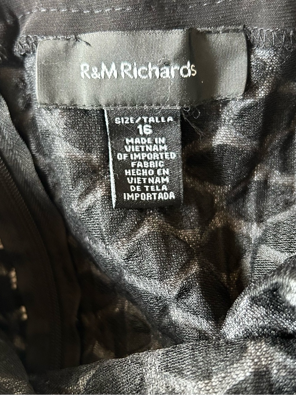 R&M Richards Black & White Fitted Tank Dress - Women's Stretch Midi, Size 16 - Picture 5 of 5